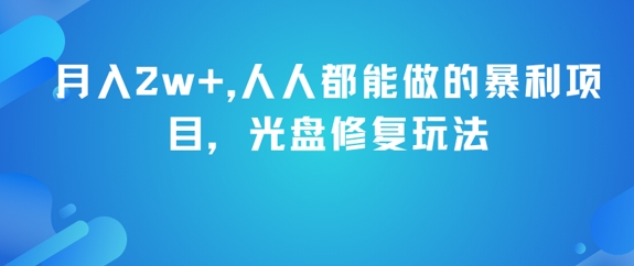 月入2w+，人人都能做的暴利项目，光盘修复玩法-3YVIP资源库