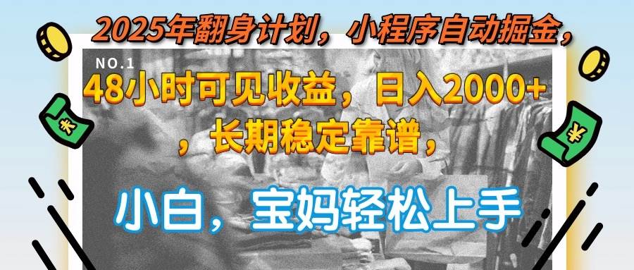（15082期）2025年翻身计划，小程序自动掘金48小时可见收益，日入2000+，长期稳定…-3YVIP资源库