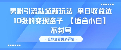 男粉引流私域新玩法，单日收益达10张的变现路子 【适合小白】不封号-3YVIP资源库