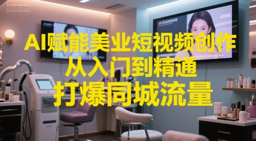 AI赋能美业短视频创作，从入门到精通，打爆同城流量，超级AI工具短视频实操落地-3YVIP资源库