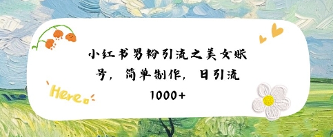 小红书男粉引流项目之美女账号6，简单制作，条条爆款原创，不违规-3YVIP资源库