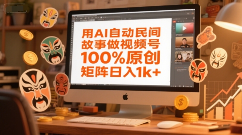 用AI自动民间故事做视频号，100%原创，矩阵日入1k+-3YVIP资源库