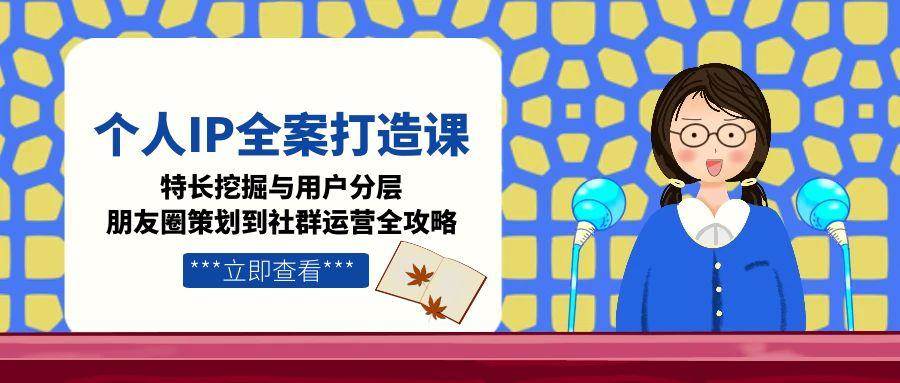 个人IP全案打造课，特长挖掘与用户分层，朋友圈策划到社群运营全攻略-3YVIP资源库