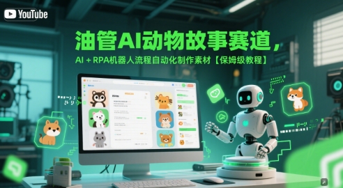 油管AI动物故事赛道，AI+RPA机器人流程自动化制作素材【保姆级教程】-3YVIP资源库