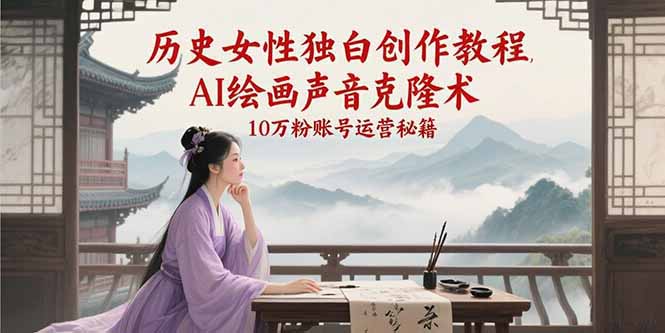 （15186期）历史女性独白创作教程，AI绘画声音克隆术，10万粉账号运营秘籍-3YVIP资源库