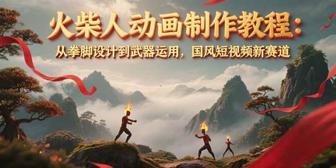 火柴人动画制作教程：从拳脚设计到武器运用，国风短视频新赛道-3YVIP资源库