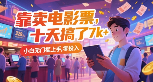 靠卖电影票，十天搞了7k+，小白无门槛上手，零投入【揭秘】-3YVIP资源库