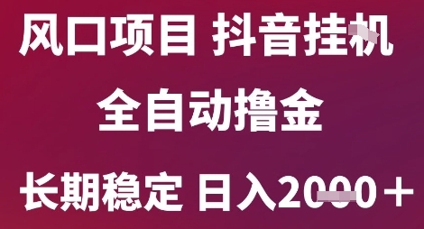 风口项目，六月最新玩法抖音无人挂G，全自动撸金，长期稳定 日入2k+【揭秘】-3YVIP资源库
