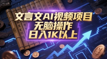 文言文AI视频项目，无脑操作，日入1K以上-3YVIP资源库