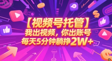 【视频号托管 】我出视频，你出账号，每天5分钟发布，最高躺挣2W+【揭秘】-3YVIP资源库