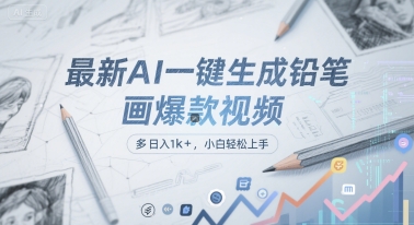 最新AI一键生成铅笔画爆款视频，多平台分发，日 入1k+，小白轻松上手【揭秘】-3YVIP资源库