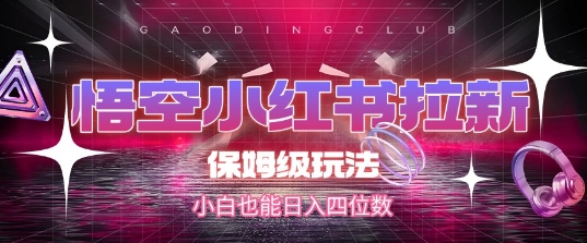 悟空小红书拉新，保姆级玩法，小白也能日入四位数-3YVIP资源库