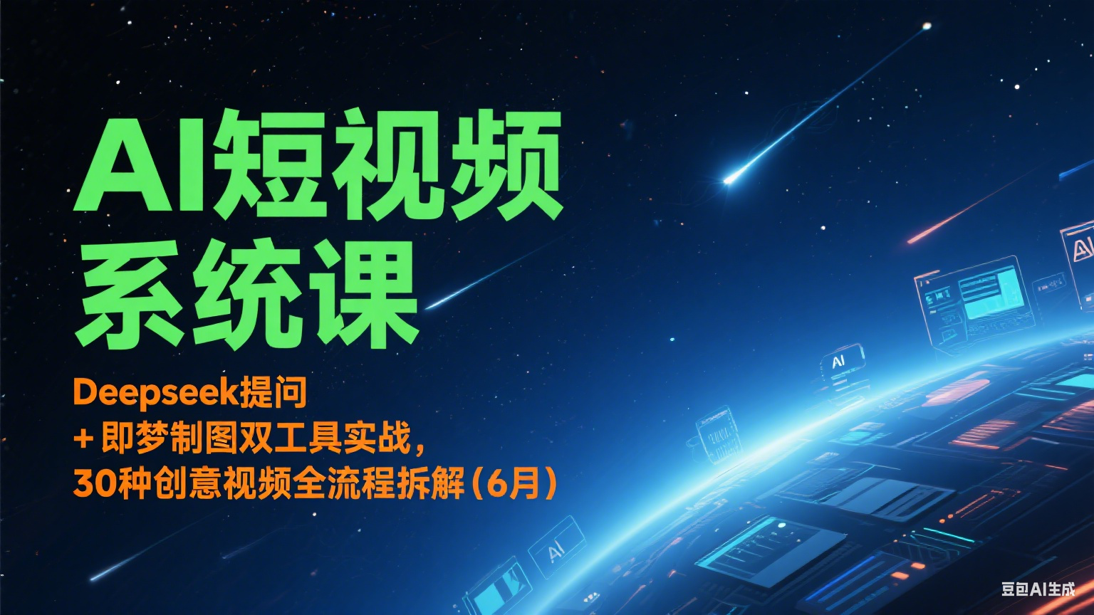 AI短视频系统课：Deepseek提问 + 即梦制图双工具实战，30种创意视频全流程拆解(6月)-3YVIP资源库