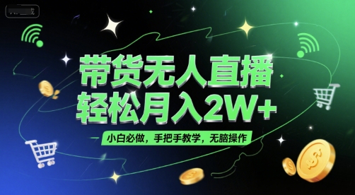带货无人直播，轻松月入2W+，小白必做，手把手教学，无脑操作(附学习资料)-3YVIP资源库
