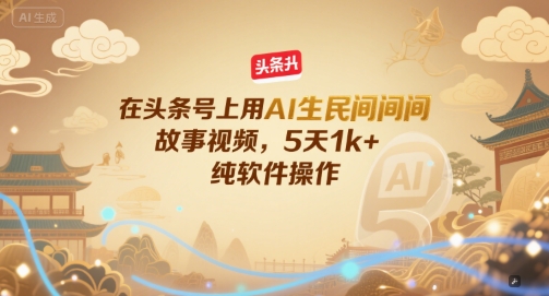 在头条号上用AI生民间故事视频，5天1k+，纯软件操作-3YVIP资源库