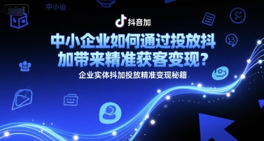 中小企业如何通过投放抖加带来精准获客变现？企业实体抖加投放精准变现秘籍-3YVIP资源库