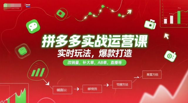 拼多多实战运营课，实时玩法，爆款打造，改销量，补大单，AB单，直播等（更新2025月）-3YVIP资源库