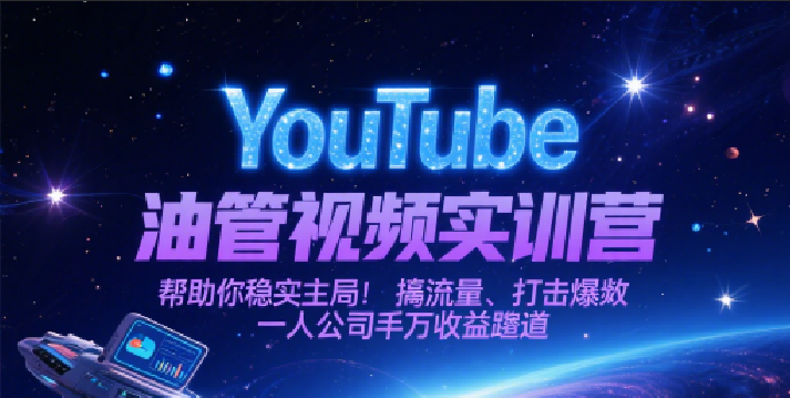 YouTube油管视频实训营，帮助你稳入局、搞流量、打爆款，一人公司千万收益赛道-3YVIP资源库