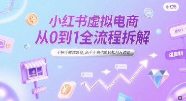 小红书虚拟电商从0到1全流程拆解，手把手教你复制，新手小白也能轻松月入过W-3YVIP资源库