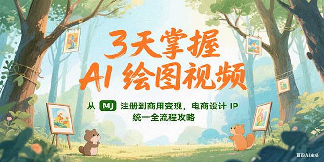 3天掌握AI绘图视频，从MJ 注册到商用变现，电商设计IP统一全流程攻略-3YVIP资源库