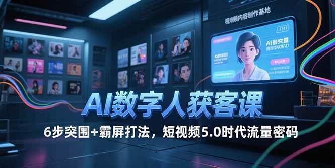 （15247期）AI数字人获客课，6步突围+霸屏打法，短视频5.0时代流量密码-3YVIP资源库