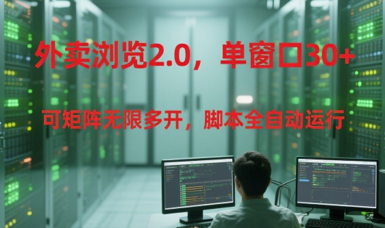外卖浏览2.0，单窗口30+可矩阵无限多开，脚本全自动运行【揭秘】-3YVIP资源库