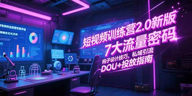 （15255期）短视频训练营2.0新版，7大流量密码/钩子设计技巧/私域引流/DOU+投放指南-3YVIP资源库