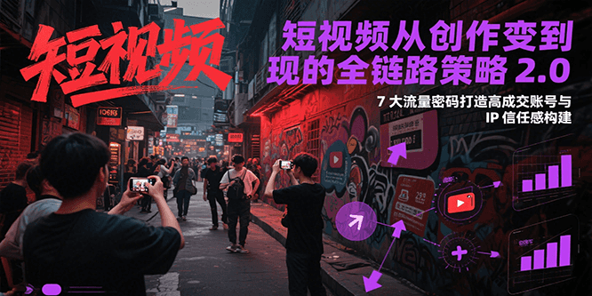 短视频从创作到变现的全链路策略2.0，7大流量密码构建IP信任感打造高成交账号-3YVIP资源库