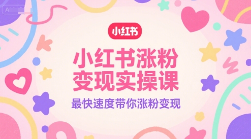 小红书涨粉变现实操课，最快速度带你涨粉变现-3YVIP资源库