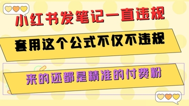 小红书发笔记一直违规，套用这个公式不仅不违规，来的还都是精准的付费粉-3YVIP资源库