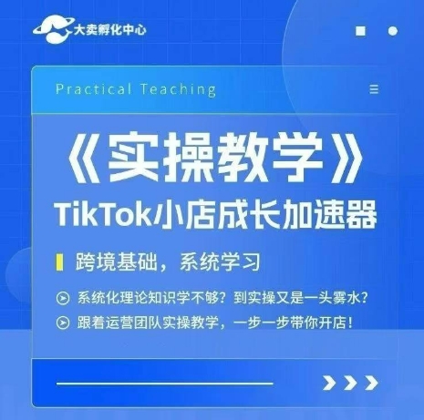 大卖家孵化中心TikTok实操课，TikTok小店成长加速器，跨境基础系统学习，一步一步带你开店-3YVIP资源库