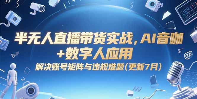 （15280期）半无人直播带货实战，AI音咖+数字人应用 解决账号矩阵与违规难题(更新7月)-3YVIP资源库