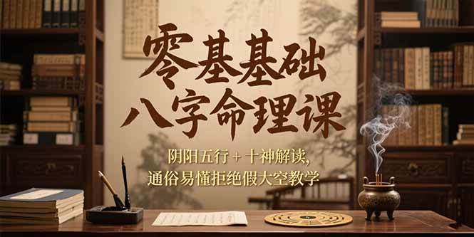 （15283期）零基础八字命理课，阴阳五行+十神解读，通俗易懂拒绝假大空教学-3YVIP资源库