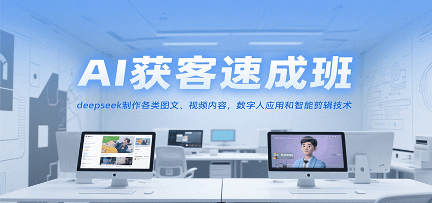 AI获客速成班，deepseek制作各类图文、视频内容，数字人应用和智能剪辑技术-3YVIP资源库