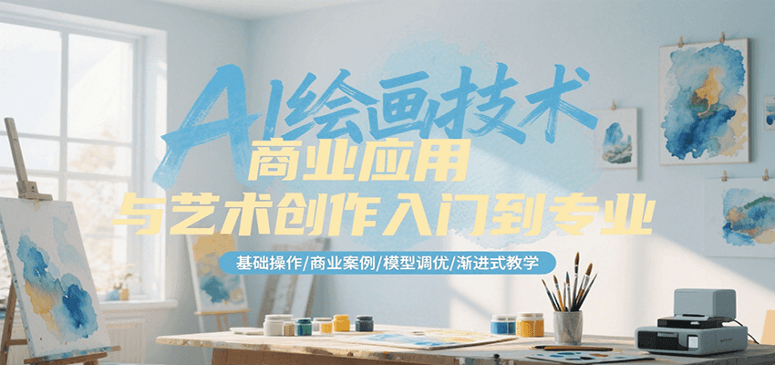 AI绘画技术商业应用与艺术创作入门到专业，基础操作/商业案例/模型调优/渐进式教学-3YVIP资源库