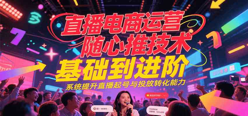 直播电商运营随心推投放技术基础到进阶，系统提升直播起号与投放转化能力-3YVIP资源库