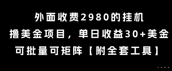 外面收费2980的挂G撸美金项目，单日收益30+美金，可批量可矩阵【揭秘】-3YVIP资源库