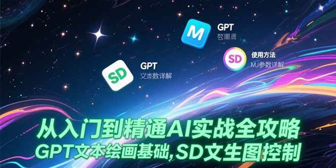 （15309期）从入门到精通AI实战全攻略，GPT文本绘画基础，MJ参数详解，SD文生图控制-3YVIP资源库
