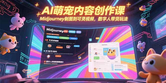 （15311期）AI萌宠内容创作课，Midjourney制图到可灵视频，数字人带货玩法-3YVIP资源库