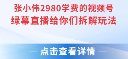 张小伟2980付费额视频号绿幕直播给你们拆解玩法-3YVIP资源库