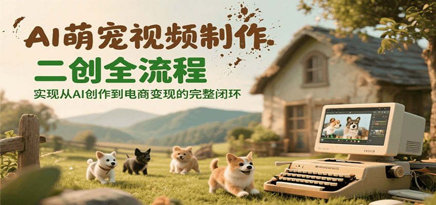 AI萌宠视频制作二创全流程，实现从AI创作到电商变现的完整闭环-3YVIP资源库