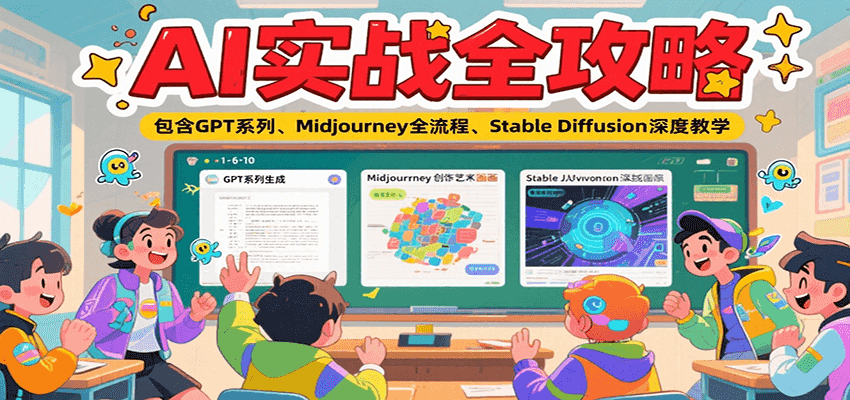 AI实战全攻略，包含GPT系列、Midjourney全流程、Stable Diffusion深度教学-3YVIP资源库