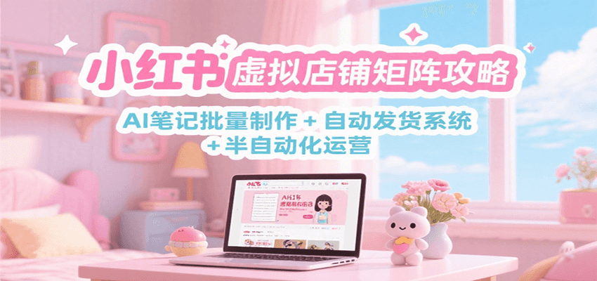 小红书虚拟店铺矩阵攻略：AI笔记批量制作 + 自动发货系统 + 半自动化运营-3YVIP资源库
