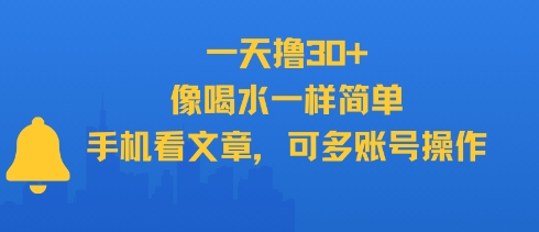 一天撸30+，像喝水一样简单，手机看文章，可多账号操作-3YVIP资源库