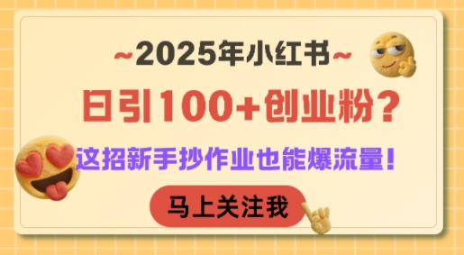 2025年小红书日引100+创业粉？这招新手抄作业也能爆流量！-3YVIP资源库