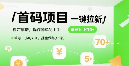 首码一键拉新项目，稳定靠谱，操作简单易上手，单号一小时70+，批量做每天5张【揭秘】-3YVIP资源库