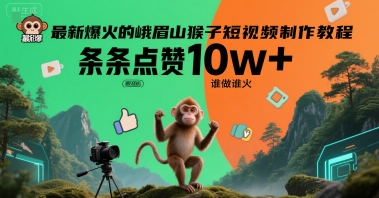 最新爆火的峨眉山猴子短视频制作教程，条条点赞10w+，谁做谁火【教程+提示词】-3YVIP资源库