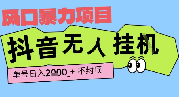 2025最新抖音暴力挂G撸金项目，单号产出2k+ ，小白当天也能拿结果，长期稳定做的项目【揭秘】-3YVIP资源库