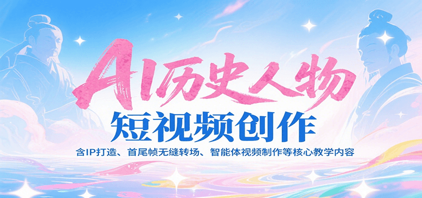 AI历史人物短视频创作，含IP打造、首尾帧无缝转场、智能体视频制作等核心教学内容-3YVIP资源库