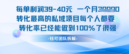 每单利润40一个月7k+转化最高的私域项目，每个人都要的产品转化率已经能做到100%-3YVIP资源库